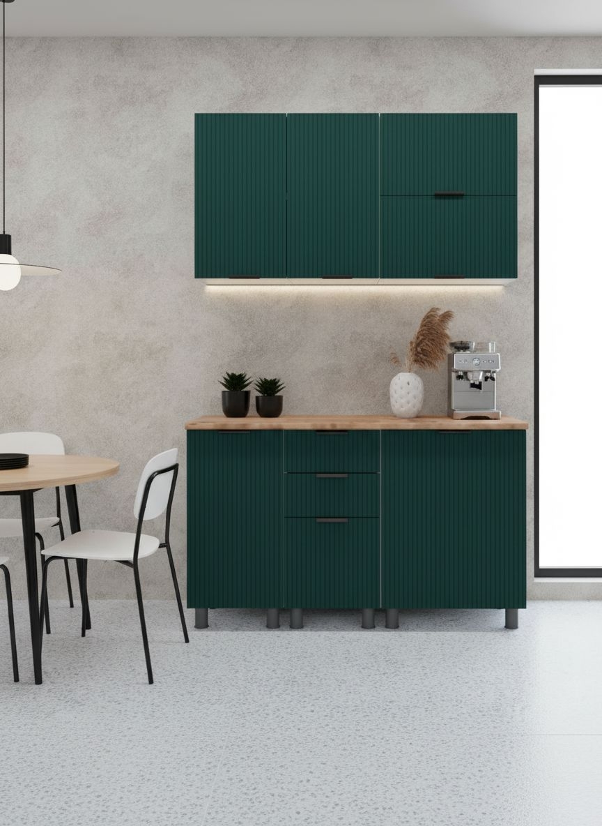 МК Аленушка 1,4м с ящ. Лотос Изумруд,скоба антрацит,сонома