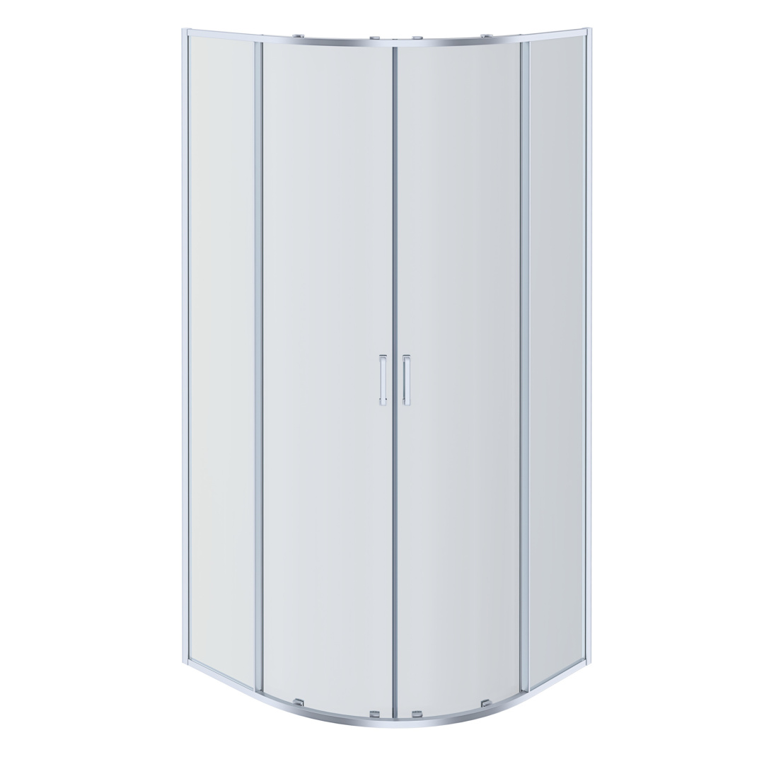 AQ ARI RO 08020CH Душевой уголок 1/4 круга, двери раздвижные 800x800x2000, профиль хром, стекло прозрачное