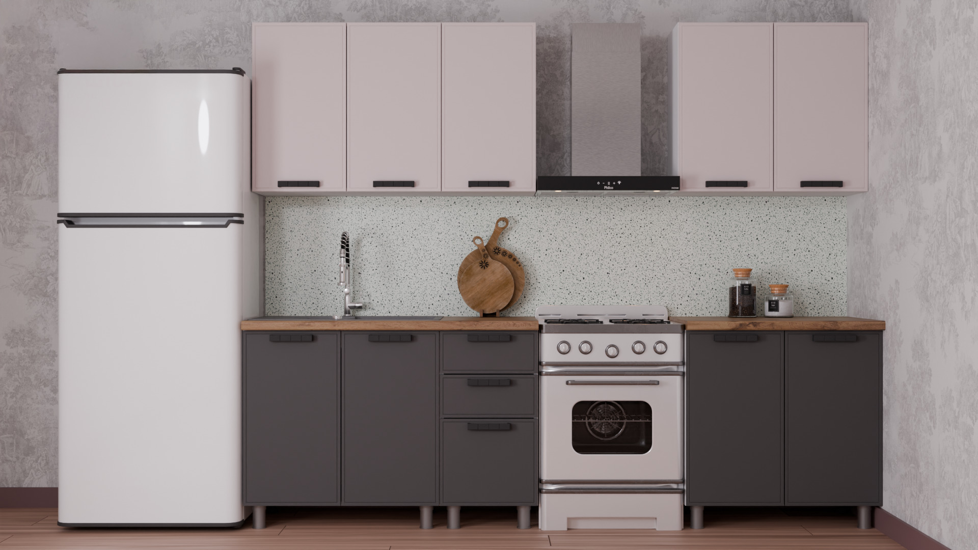 ГК Аленушка 2 м Магнолия Кашемир/Сталь,скоба черный,сонома