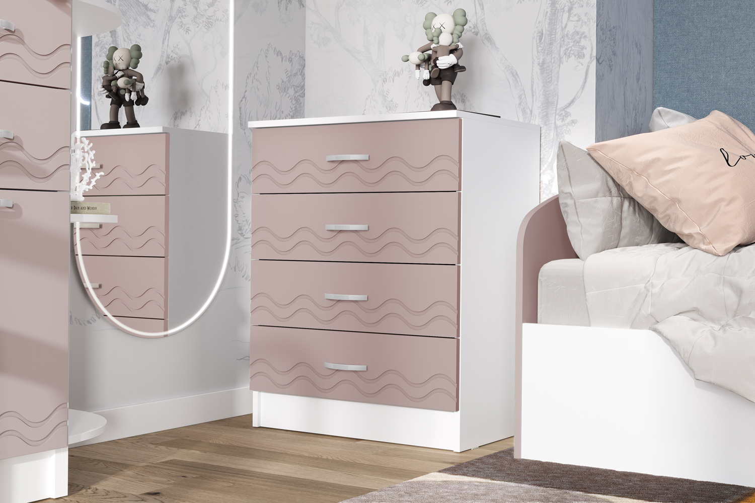 Комод Юниор-2, Шарли Pink, Белый Комод Юниор-2, Шарли Pink, Белый