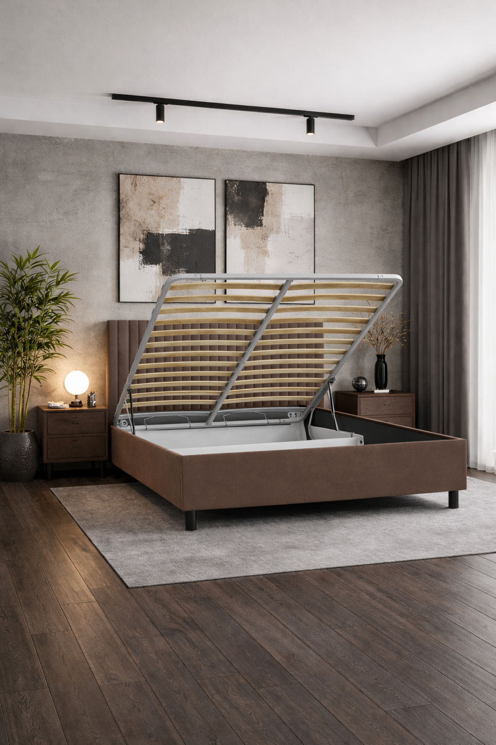 Кровать Леона 180х200 (Классик, ППМ, 1000Н, Микровелюр корица)