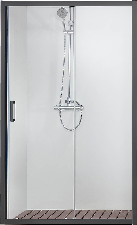 AQ ARI RA 10020BL Душевая дверь двухэлементная, раздвижная1000x2000 профиль черный, стекло прозрачное