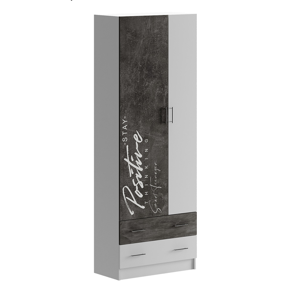 Шкаф Вега Позитив, Бетон темный, Белый