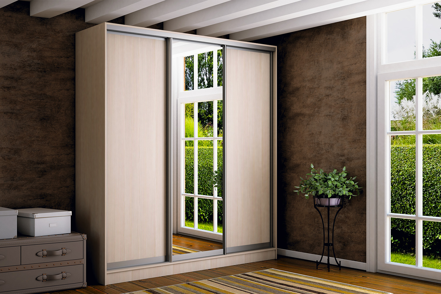 Шкаф-купе Тринити 6 2,0 м, Сандал светлый