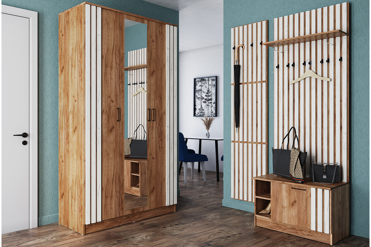 Шкаф Кано КПШ-2, Дуб крафт табачный, Дуб крафт белый