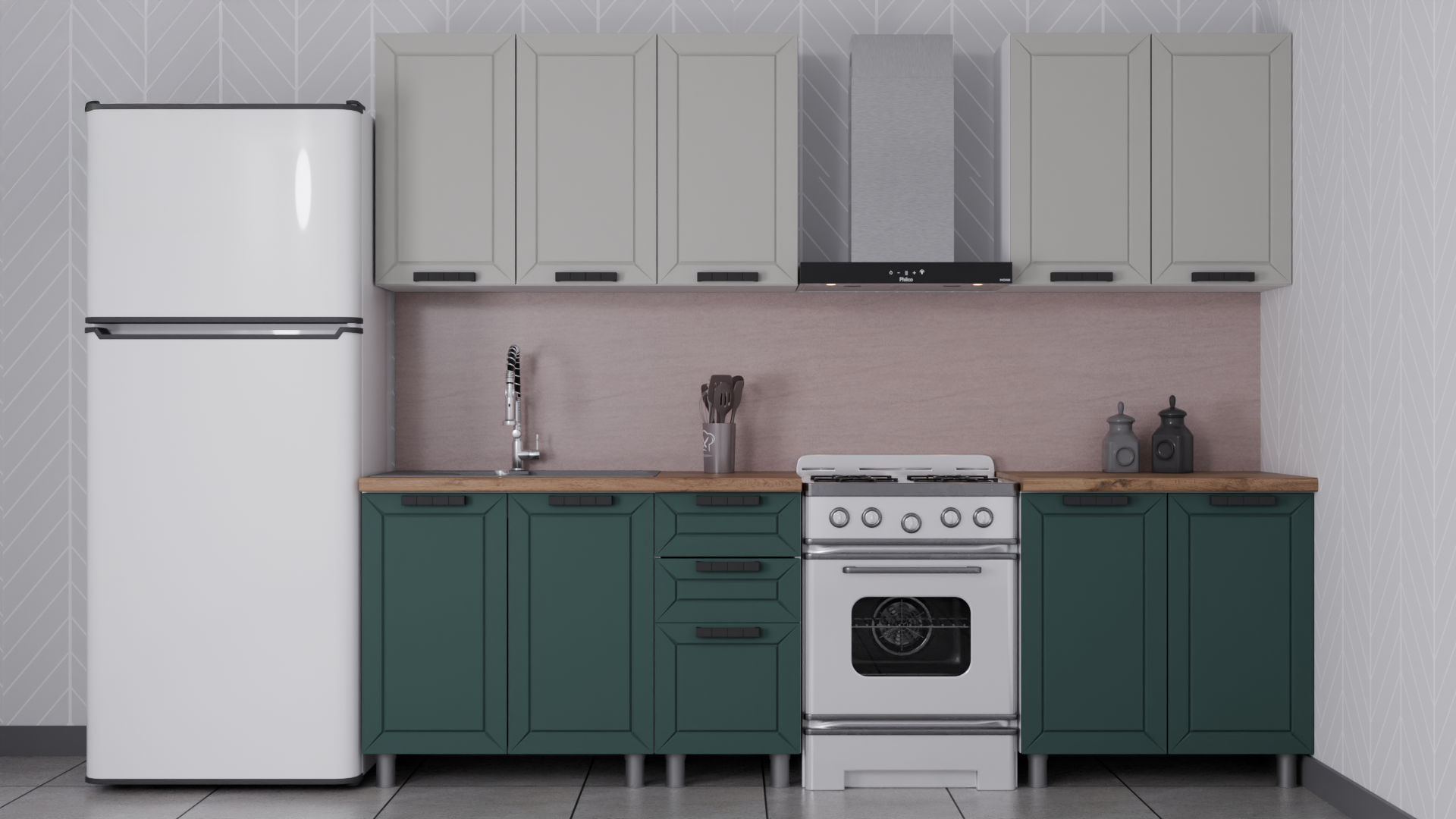 ГК Аленушка 2 м  Лилия Керамика/Изумруд,скоба черный,сонома