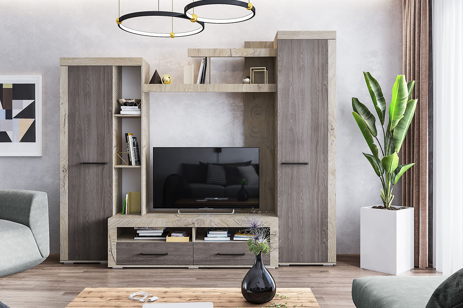 Стенка в гостиную в современном стиле Марсель-4