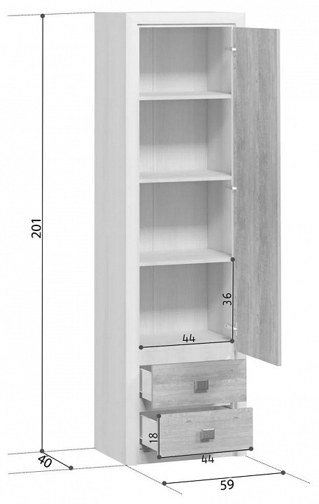 Шкаф для белья Коен REG1D2S