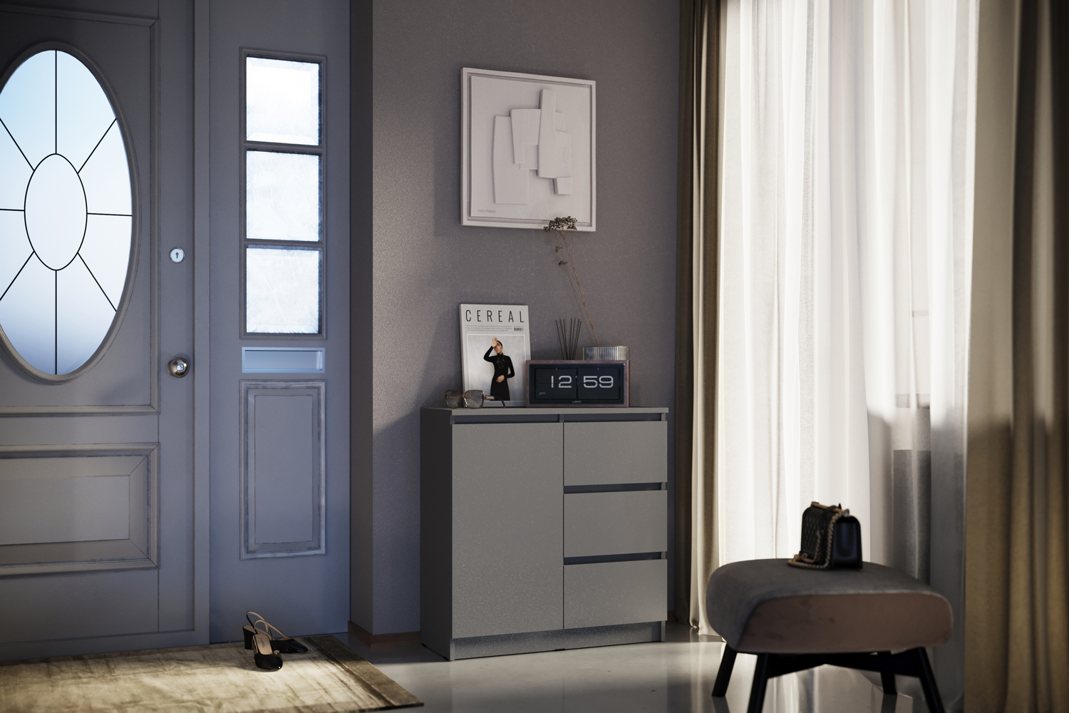 Комод Челси 800 (3 ящиа 1 дверь), Графит