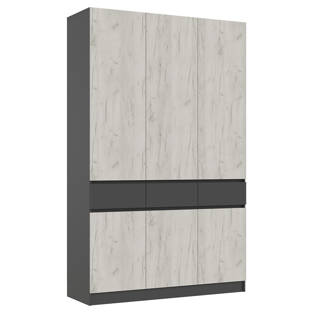 Шкаф трехстворчатый Роджина, Графит, Дуб крафт