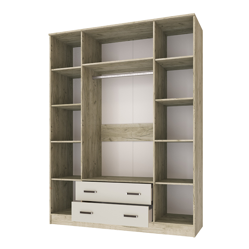 Шкаф для одежды и белья Лагуна 160 см, Дуб крафт серый, Кашемир