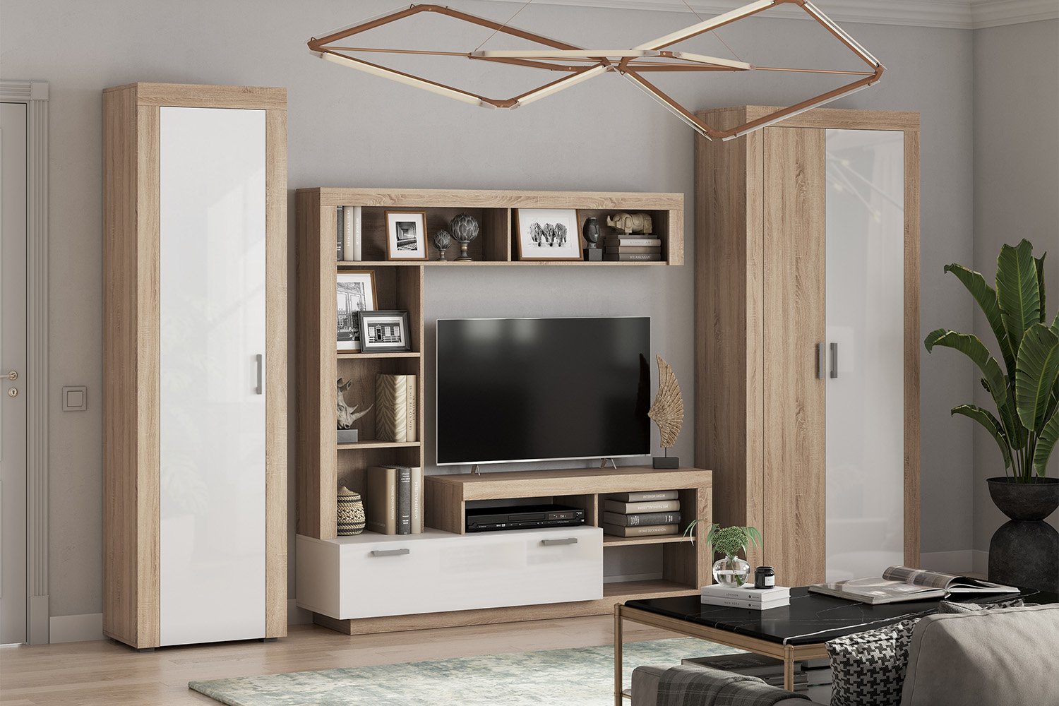 Пенал Ангара, Белый глянец холодный, Сонома