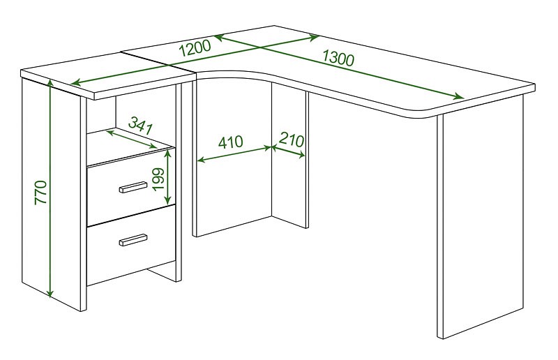 Стол письменный Домино Lite СКЛ-Угл 130