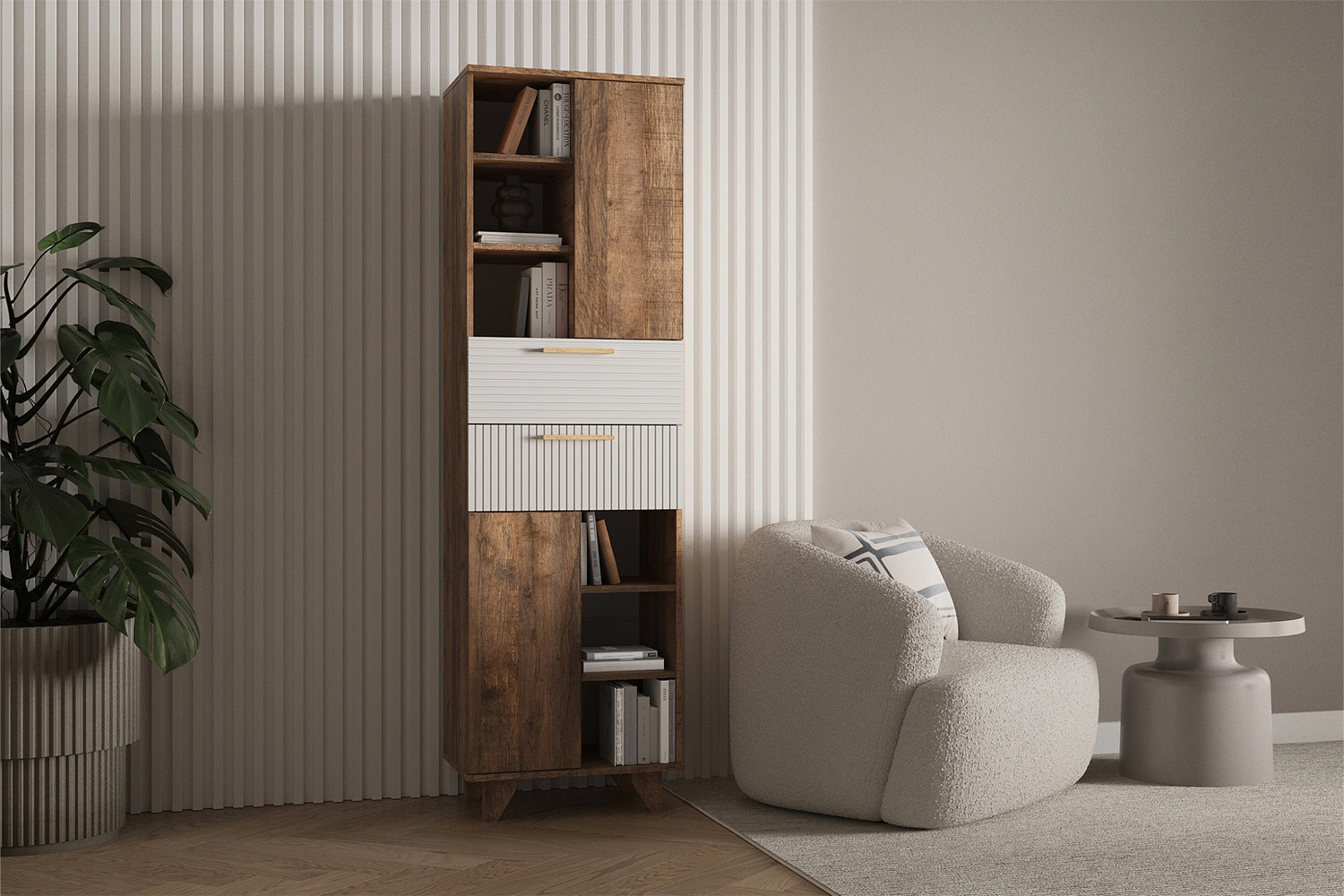 Ньёрд Стеллаж Н  Дуб Самдал / Белый софт матовый