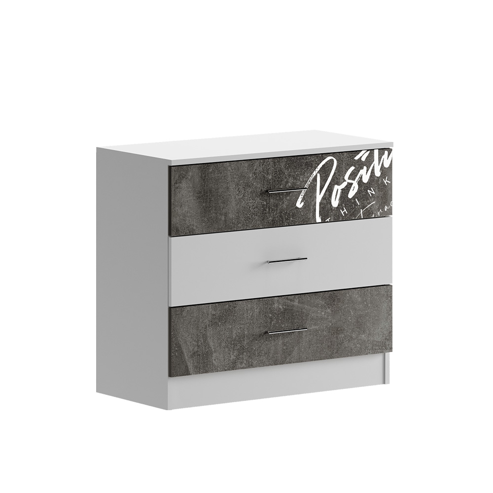 Комод Вега Позитив, Бетон темный, Белый