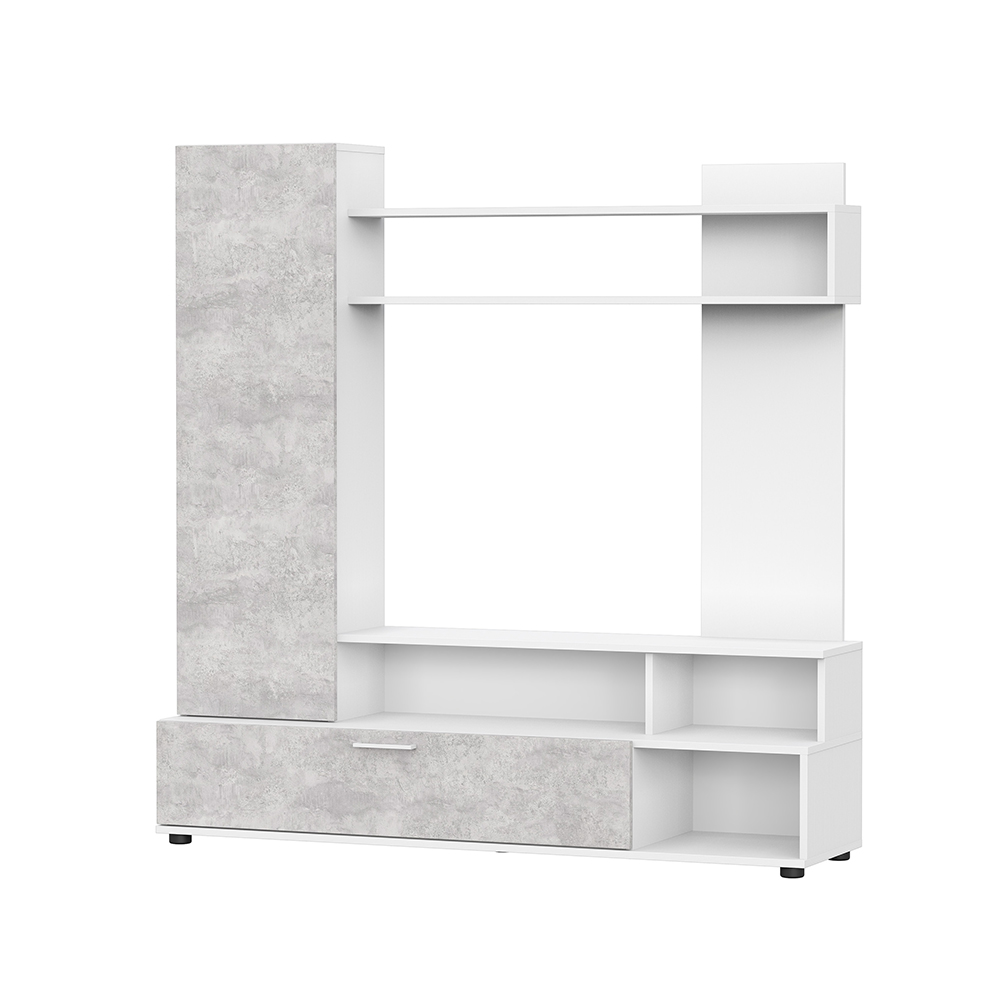 Стенка в гостиную МГС 9, белый/цемент светлый