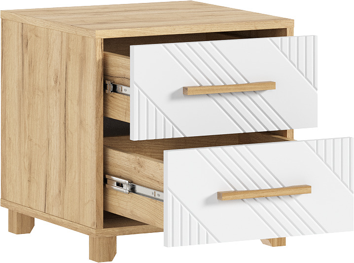Тумба прикроватная Ирис (2 шт.), Браш Вайт, Дуб Крафт