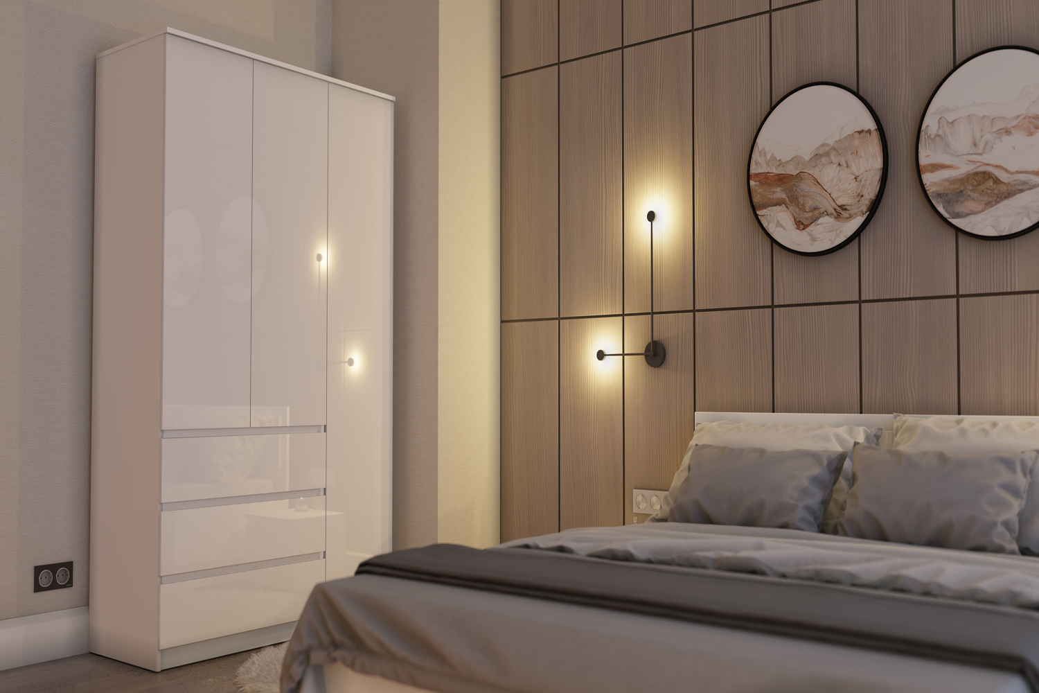 Шкаф Челси 1200, Белый глянец холодный, Белый