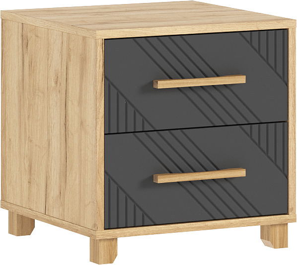 Тумба прикроватная Ирис (2 шт.), Браш Графит, Дуб Крафт