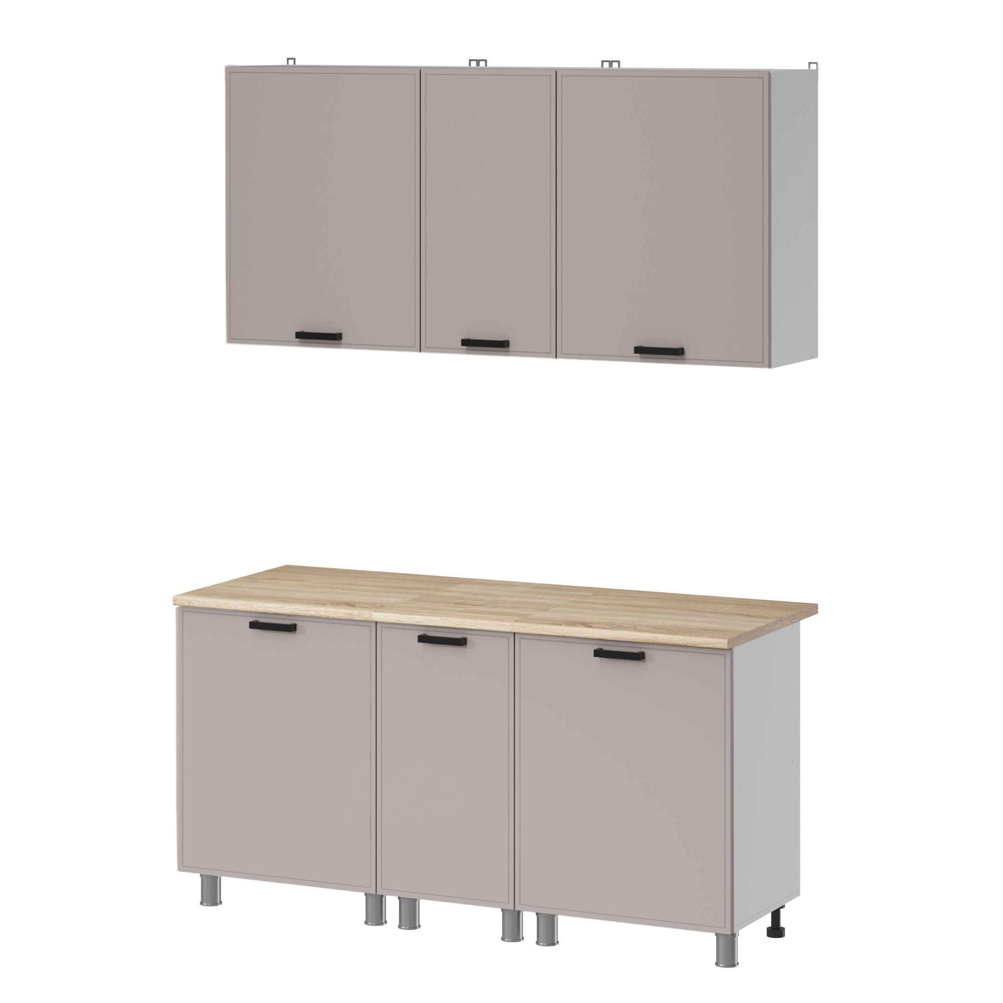 МК Аленушка 1,6м в.3 Магнолия Кашемир,скоба черный,сонома