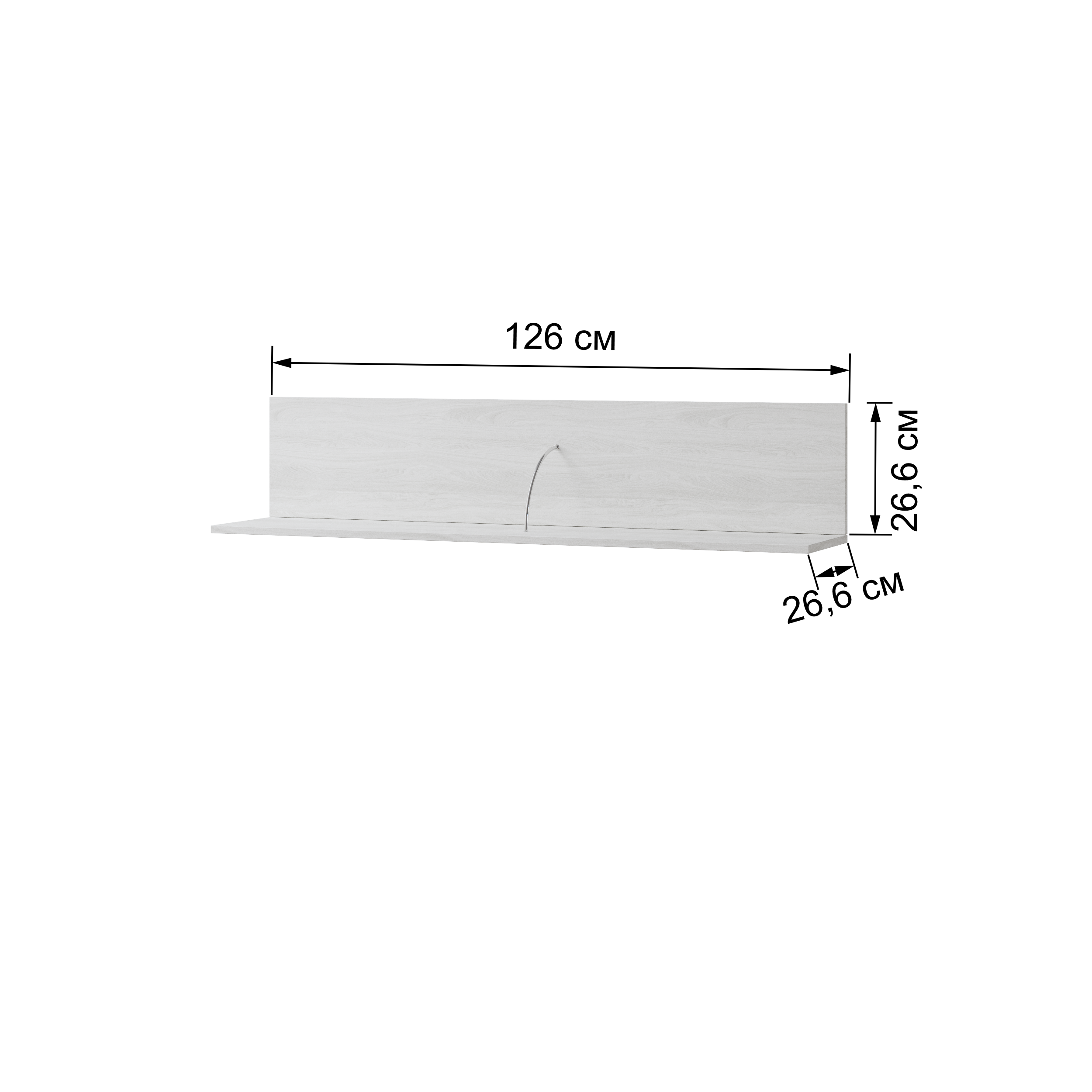 Полка навесная Ливорно ЛН-1, ясень