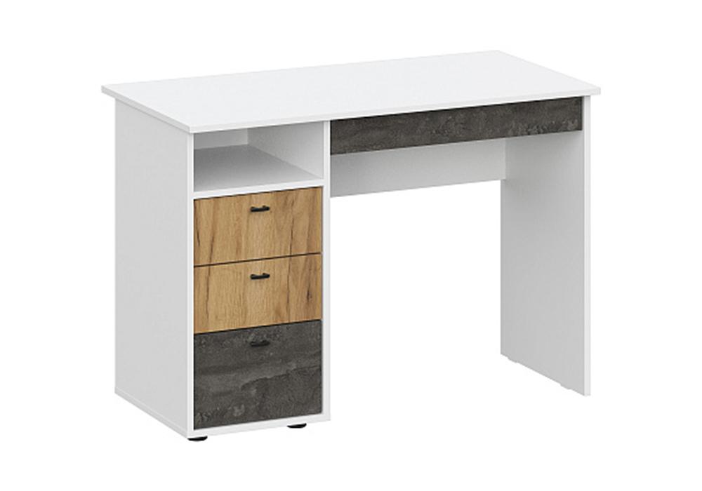 Стол письменный Анри белый текстурный / дуб золотой / железный камень