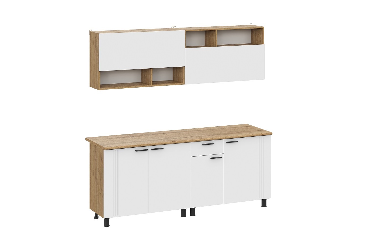 Кухонный гарнитур Монако 2м. Дуб Золотой, Белый