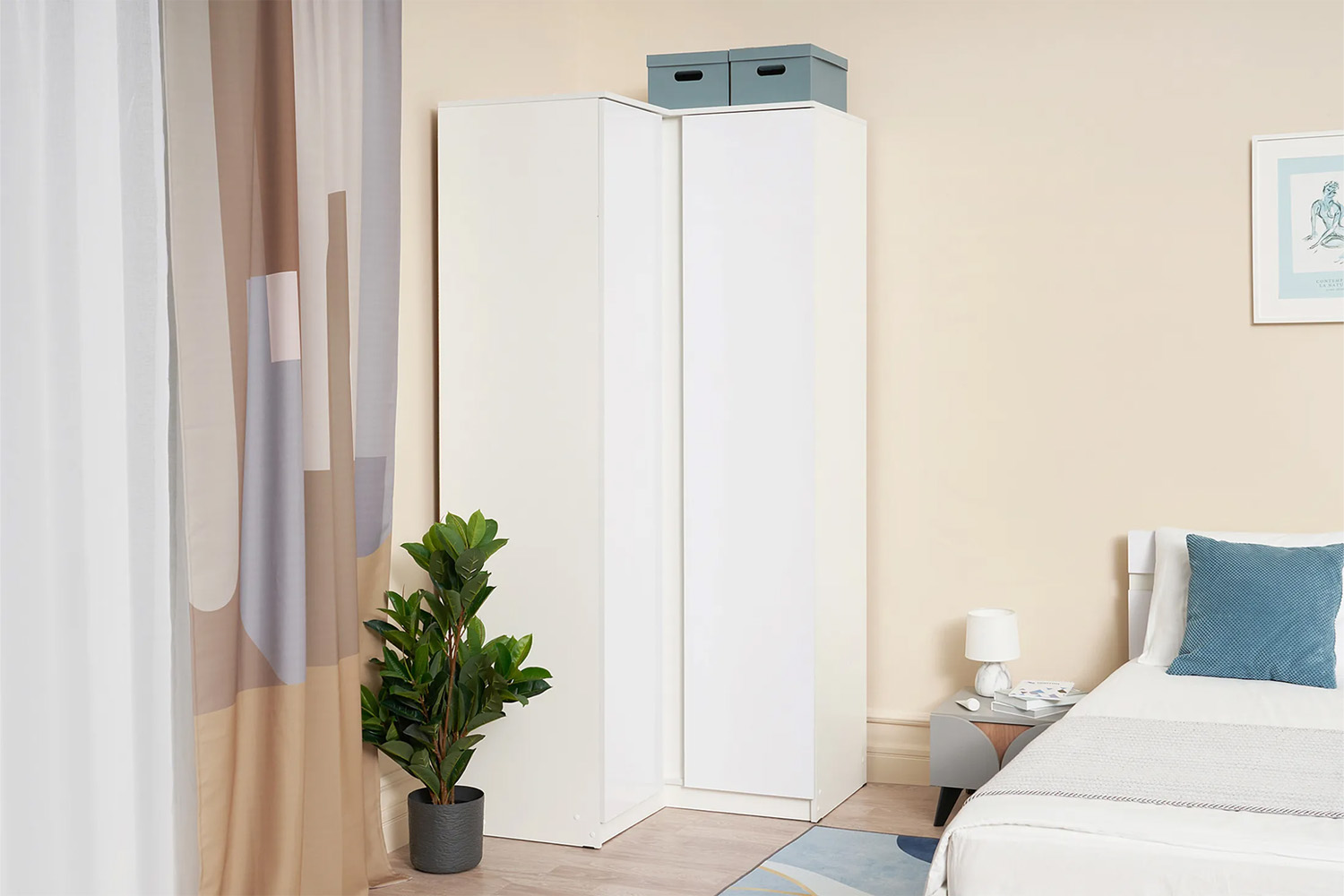 Шкаф угловой прямой Челси, Белый глянец холодный, Белый