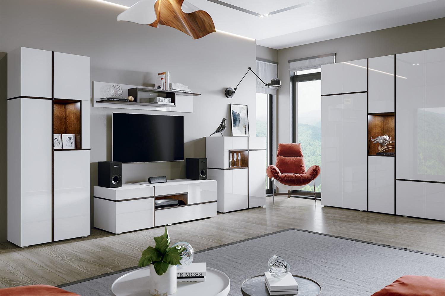 Шкаф двухстворчатый Мадера, Белый глянец холодный