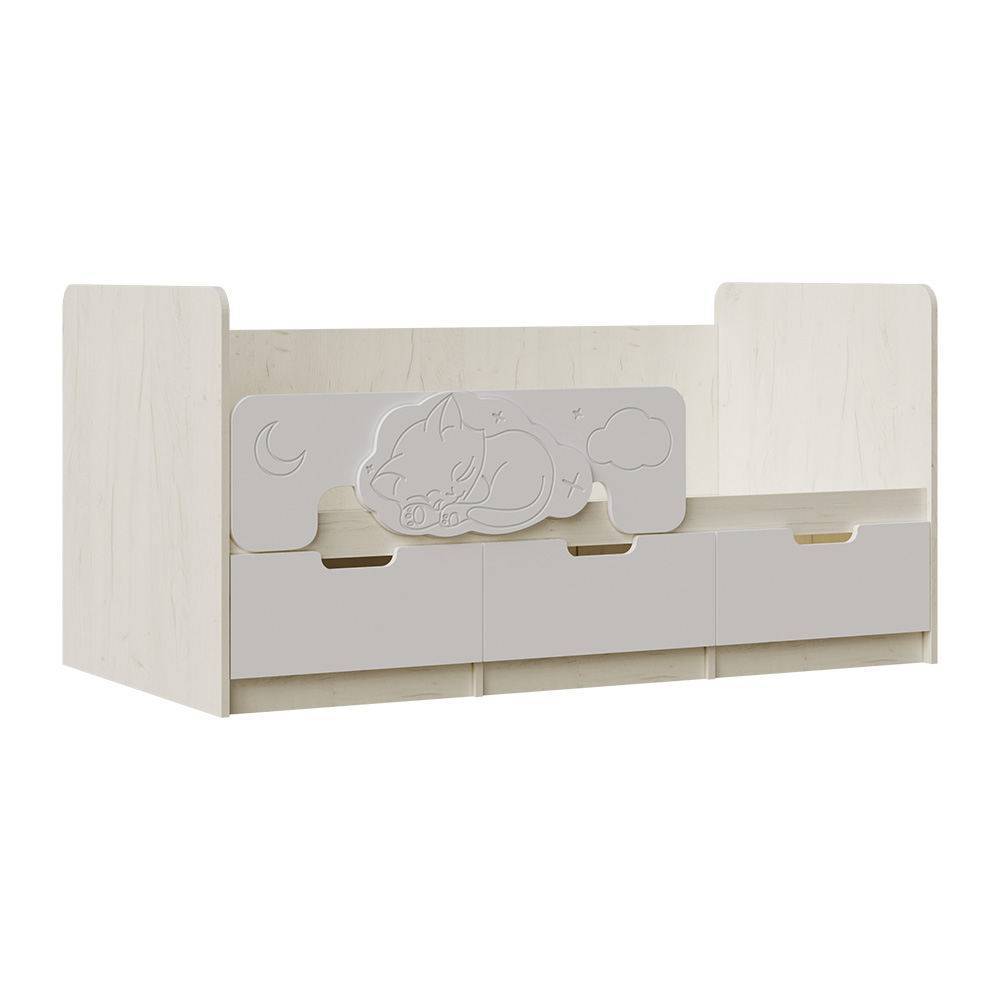 Кровать Юниор-4 (1,6х0,8м), Шарли Белый, Дуб Крафт Белый