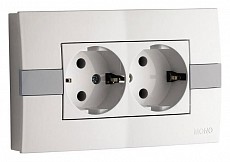Розетка двойная с заземлением Mono Electric Eсо 101-010104-120