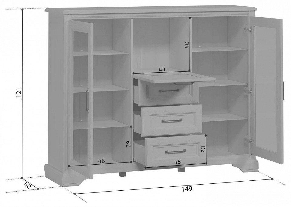 Тумба-витрина Стилиус KOM2W1B3S Тумба-витрина Стилиус KOM2W1B3S