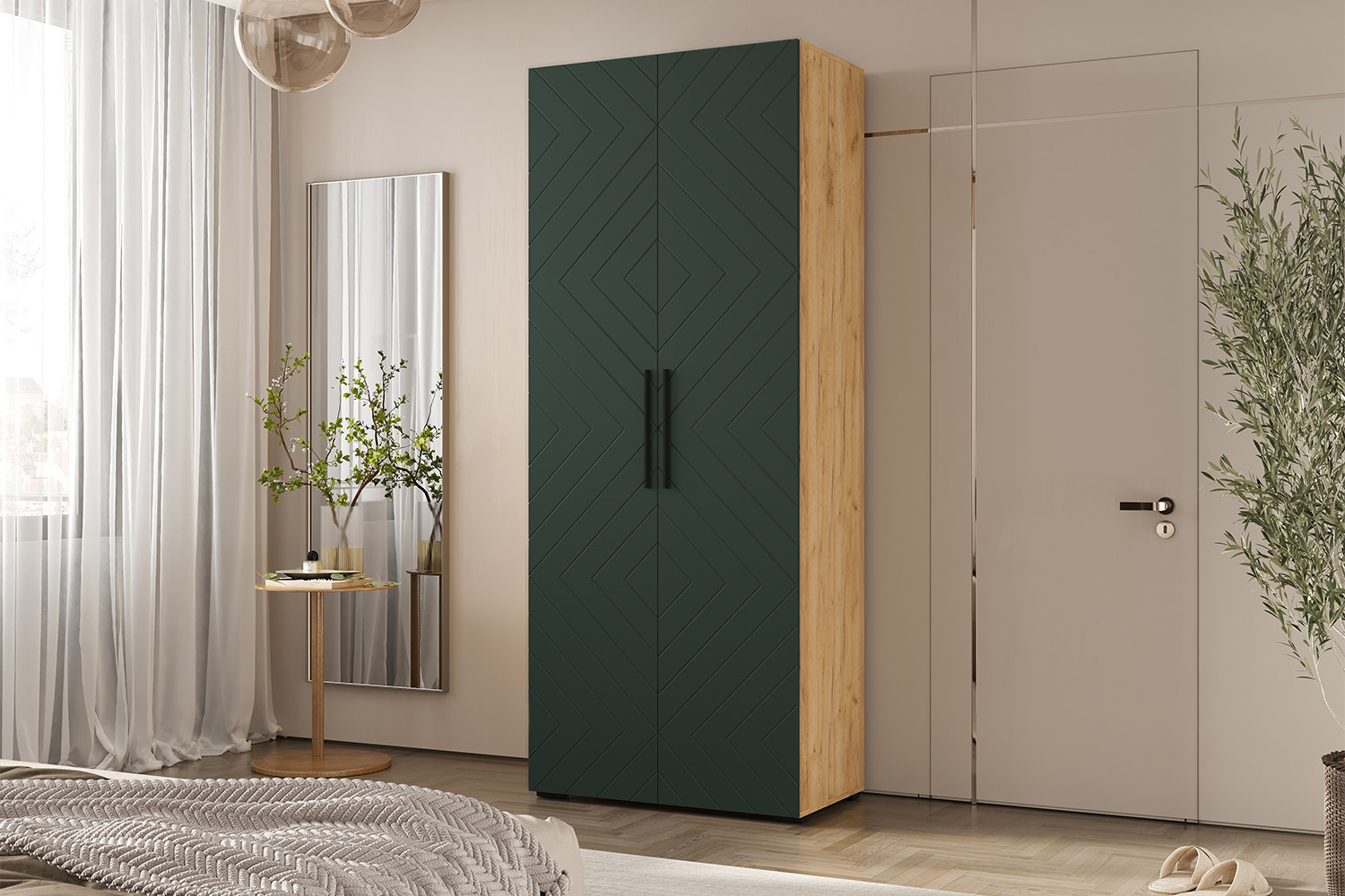 Шкаф двухстворчатый Флэш (900), Браш Мени Грин, Дуб крафт Шкаф двухстворчатый Флэш (900), Браш Мени Грин, Дуб крафт