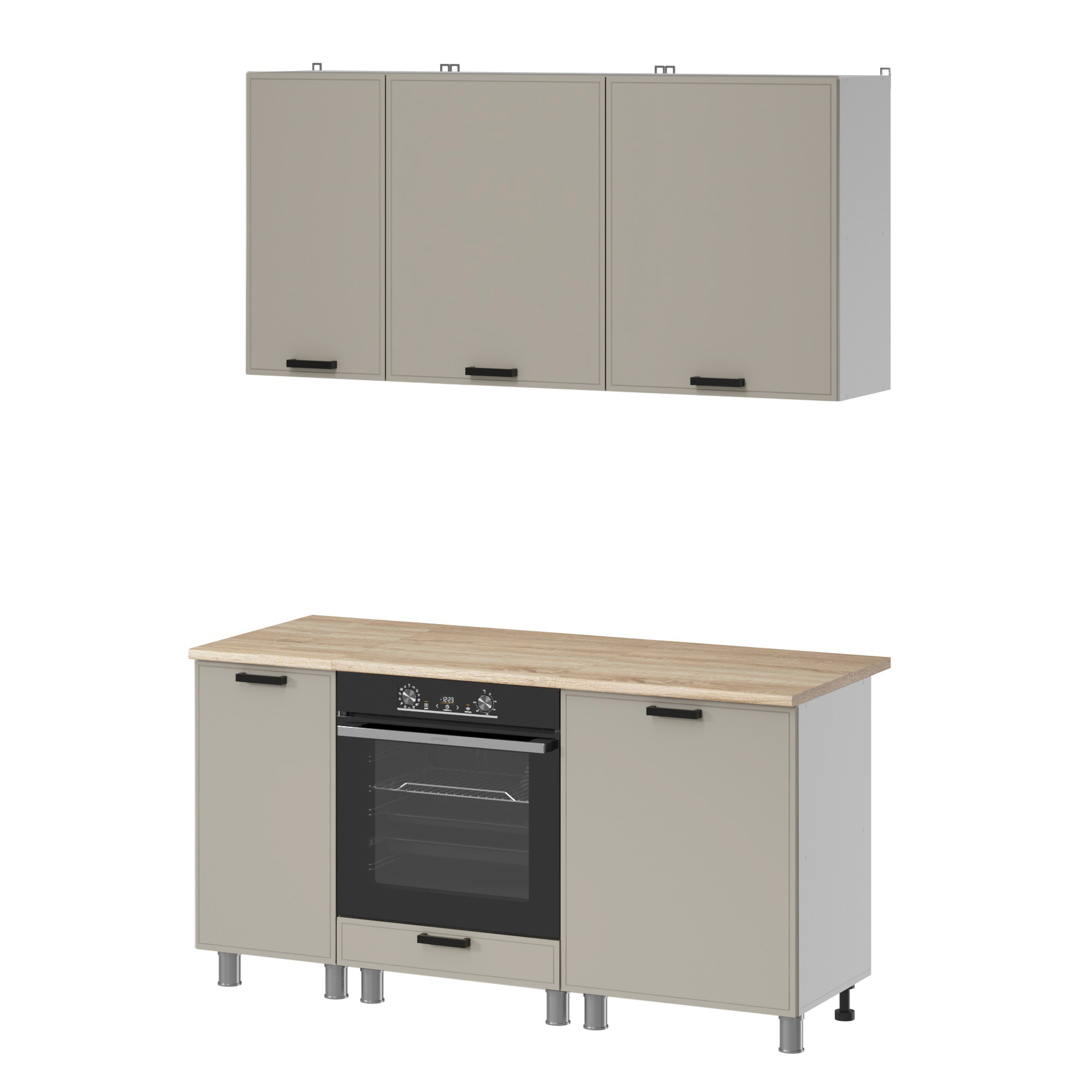 МК Аленушка 1,6м в.6 Магнолия Керамика,скоба черный,сонома