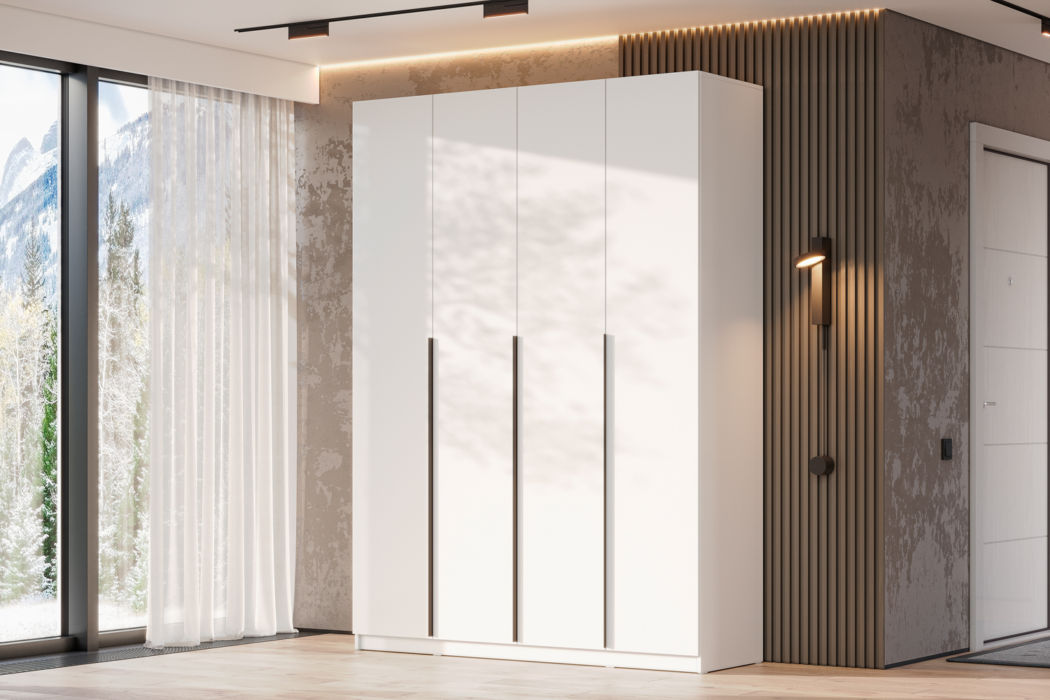 Шкаф распашной с наполнением (11 полок + штанга) ШК 5 (1600), Белый