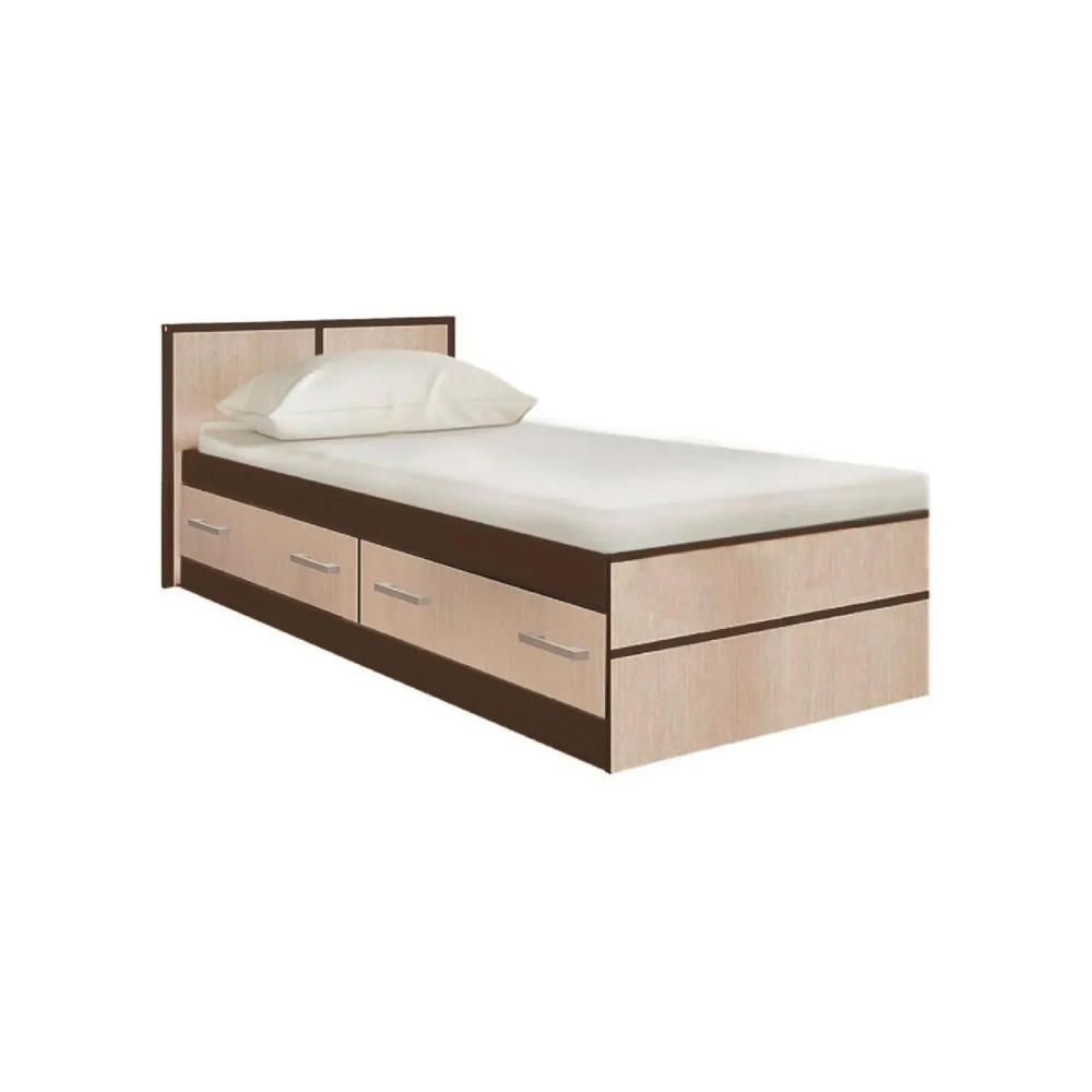 Кровать Сакура с ящиками 0,9м, Дуб беленый, Венге