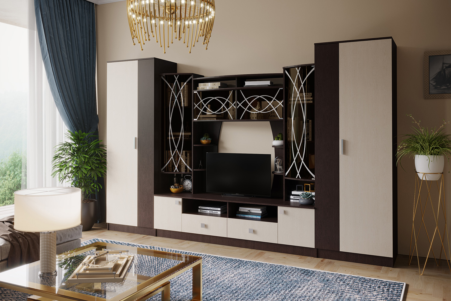 Гостиная Женева, Дуб беленый, Венге