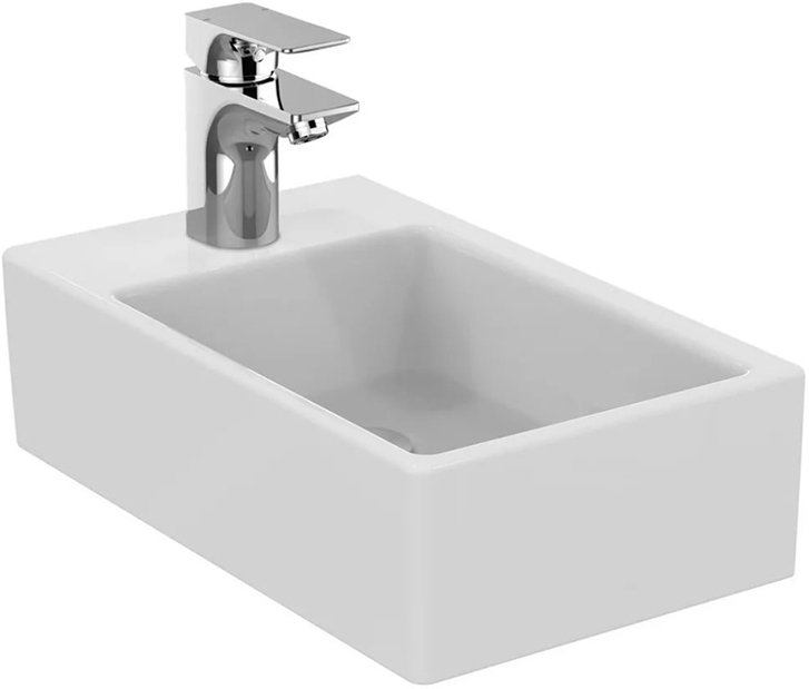 K081701 STRADA асимметричный умывальник 45X27 см, 1 отверстие под смеситель слева, без перелива, с крепежом