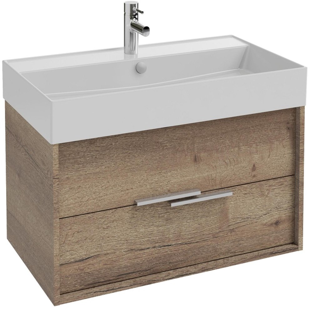 EB1667-E75-E75 VIVIENNE Тумба для раковины 80 см, к. дуб давос натуральный, ф. дуб давос натуральный