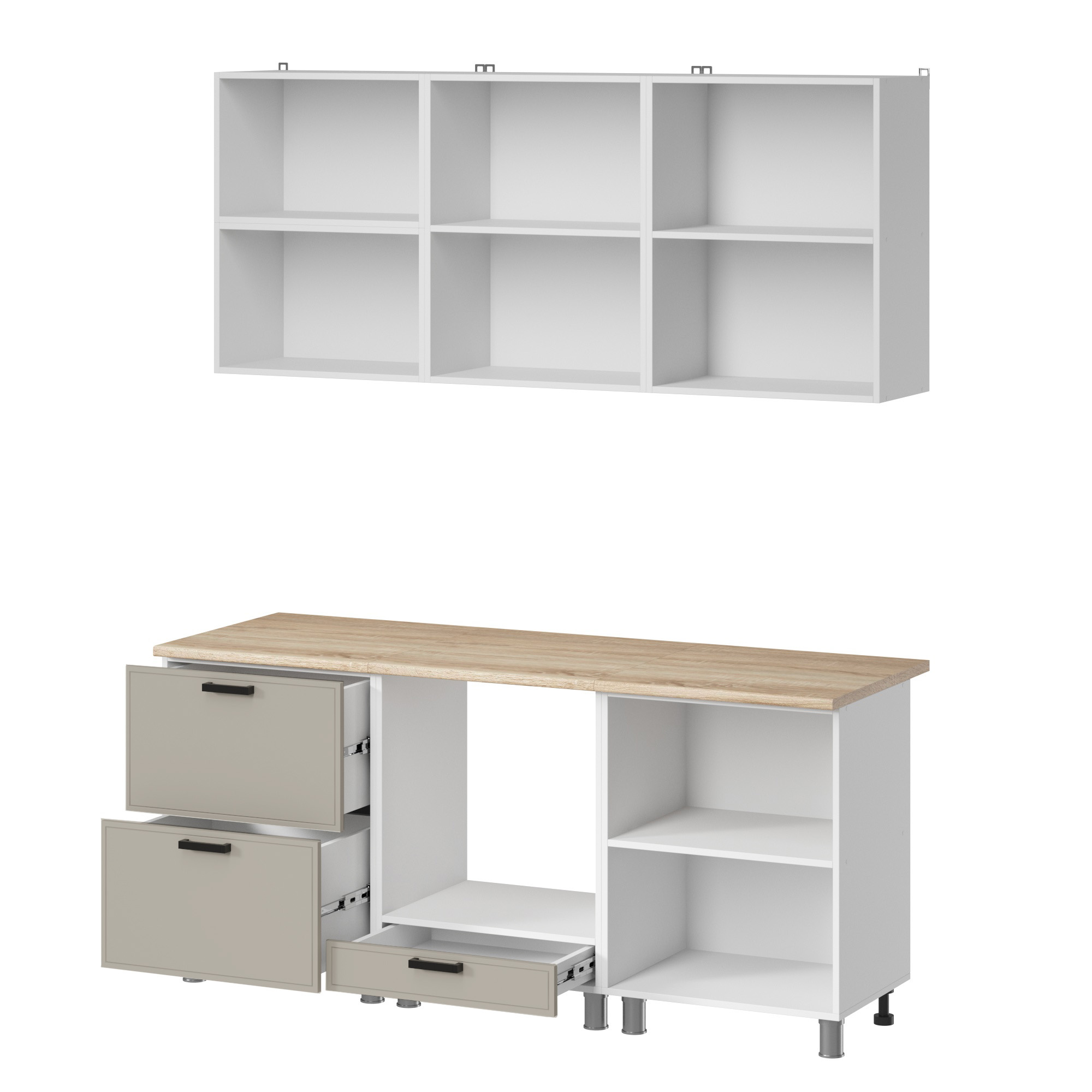 МК Аленушка 1,8м Магнолия Керамика,скоба черный,сонома