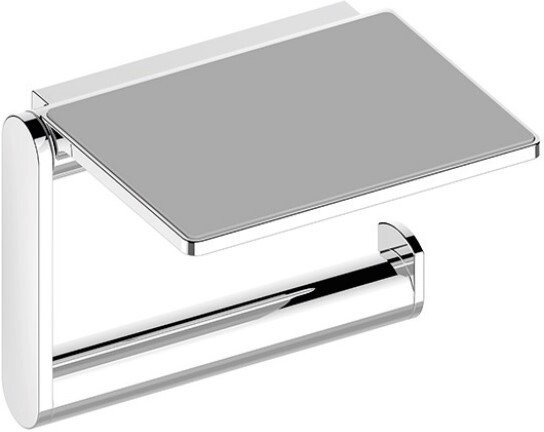 14973010000 PLAN Держатель для туалетной бумаги с полочкой с серой противоскользящей вкладкой, хром