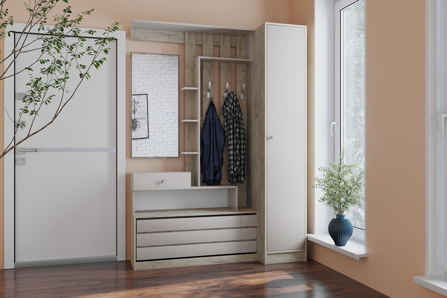 Пенал Ямайка ЯПП-1, Дуб крафт серый, Кашемир