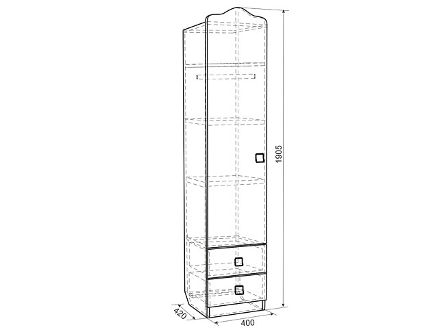 Шкаф платяной Фэнтези MDF-02 Шкаф платяной Фэнтези MDF-02