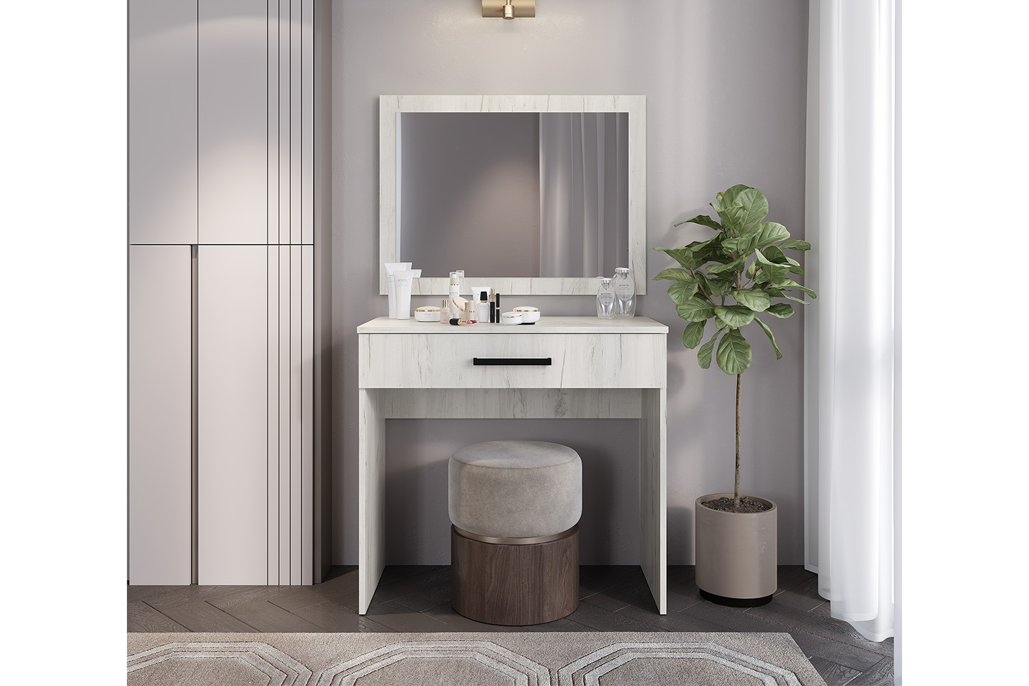 Столик косметический Фиеста, Дуб крафт белый