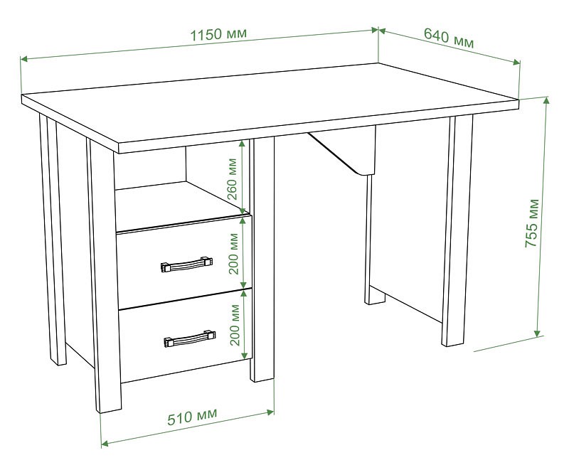 Стол письменный Бартоло СТД-115 с ТБД