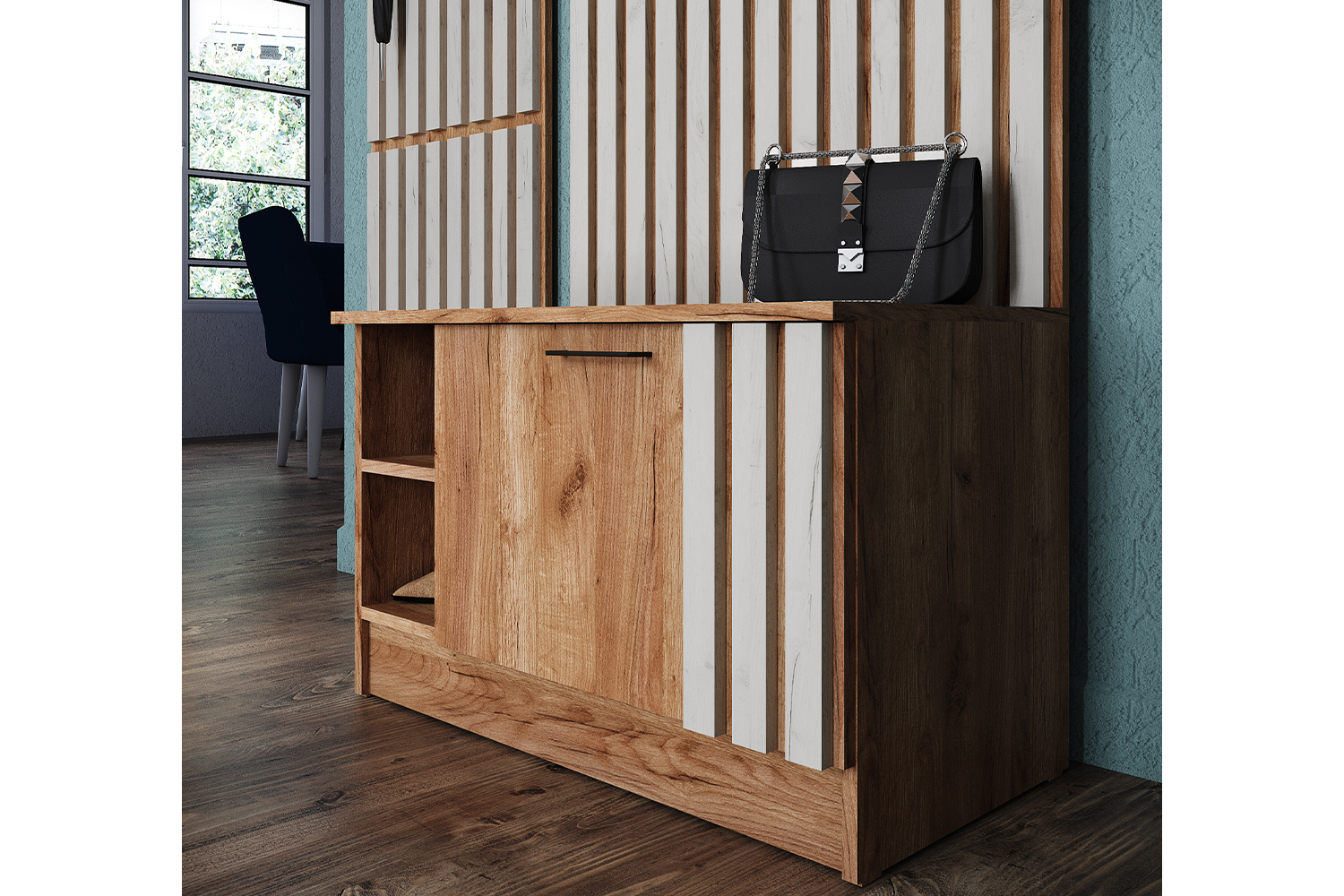 Тумба с вешалкой Кано 800 КПТВ-2, Дуб крафт табачный, Дуб крафт белый