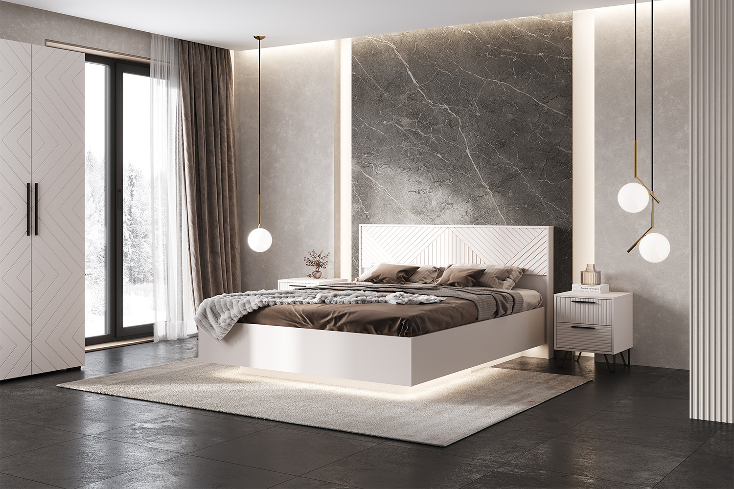 Кровать парящая с подъемным механизмом Флэш 1,6 м, Кашемир