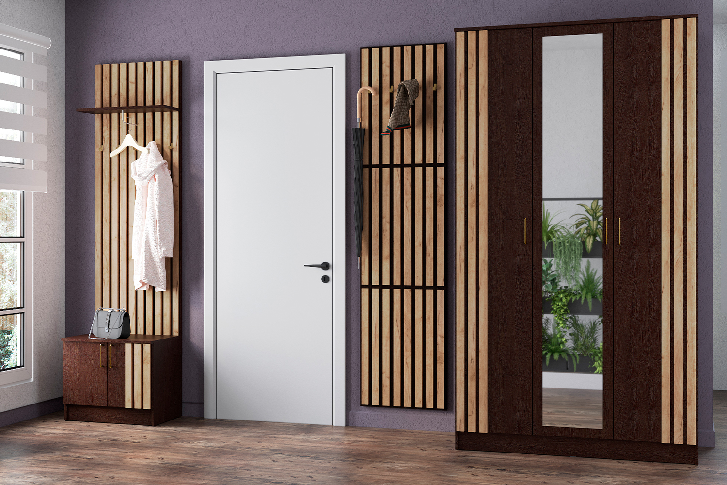 Вешалка 3-х ярусная Кано КПВ-3, Венге, Дуб крафт золотой