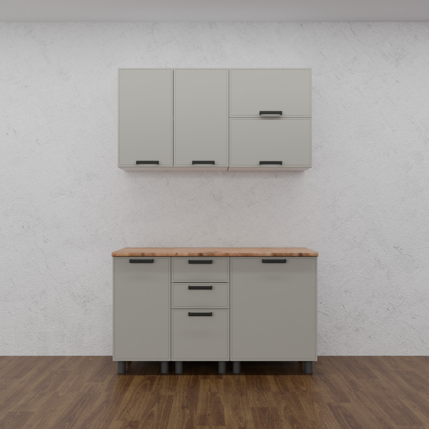 МК Аленушка Н3Я 400 Магнолия Керамика,скоба черный (со столешницей)