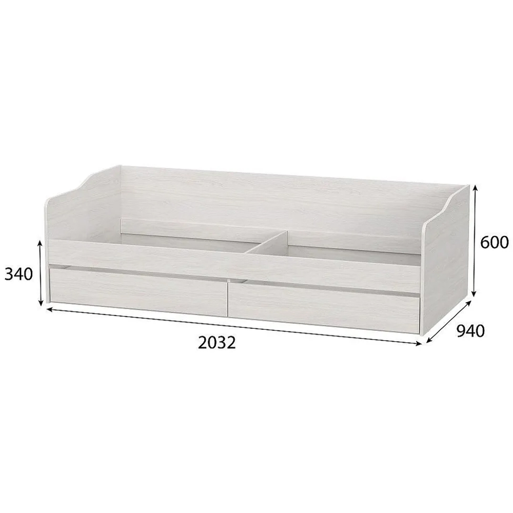 Кровать детская с основанием КР 1 90х200, Ясень анкор светлый